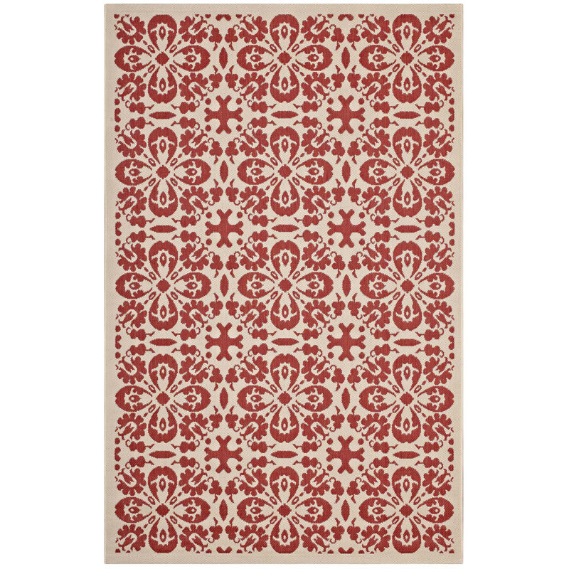 Modway Ariana Vintage Floral Trellis Indoor and Outdoor Area Rug, Rectangle 5' x 8'