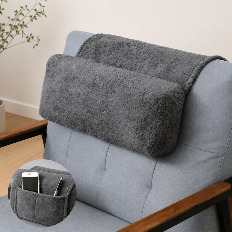 Oreiller cervical pour fauteuil inclinable, oreiller appui-tête réglable avec poches de rangement, oreiller lavable pour canapé, chaise de bureau, voyage