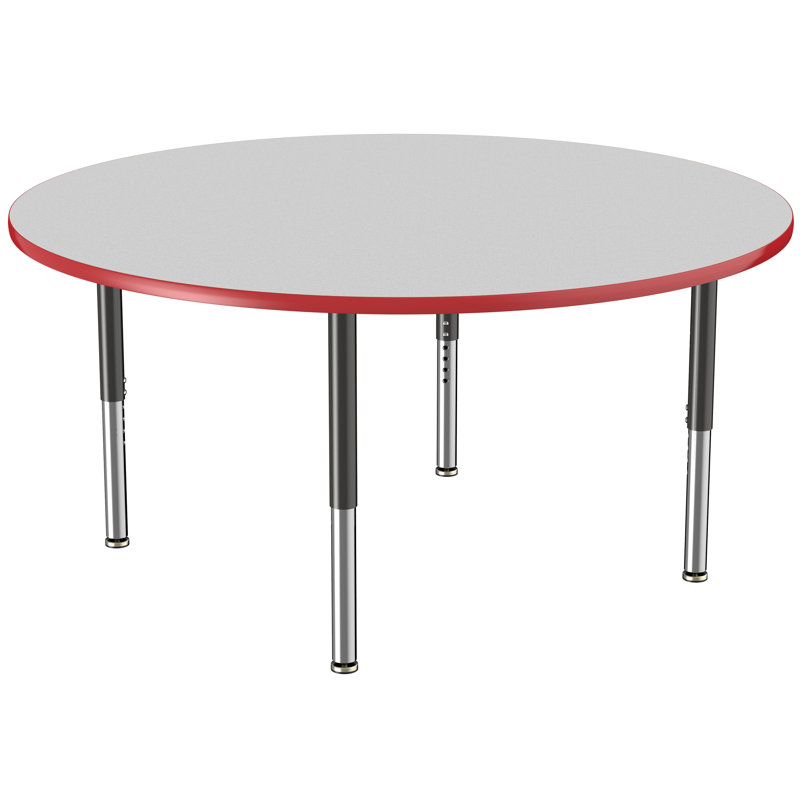 Table ronde à hauteur réglable, H 24 po x L 60 po x l 60 po, Grey/Red/Black, Super