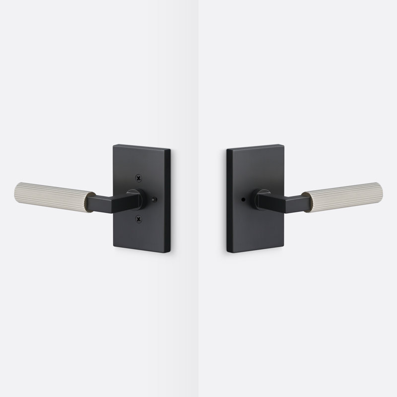 Levanto Privacy Rosette, Staight Knurled Grip, Matte Black/Satin Nickel