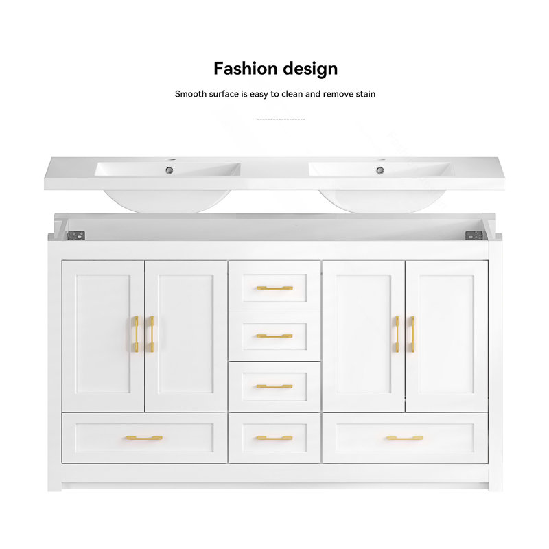 Meuble-lavabo de style transitionnel avec portes et tiroirs à fermeture amortie