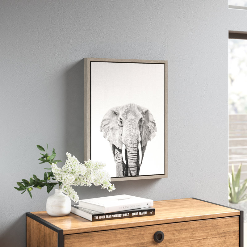 «Elephant Portrait» par Simon Te, reproduction d'art sur toile encadrée, Gris