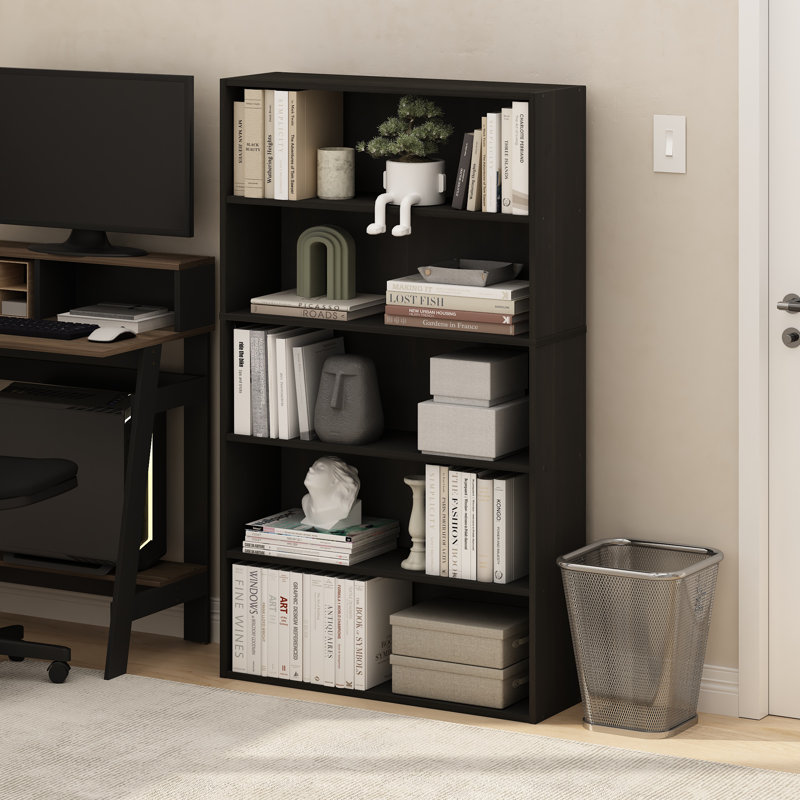 Bibliothèque Pasir, (5 tablettes) H 52,68 po x l 31,5 po x P 9,37 po, Espresso