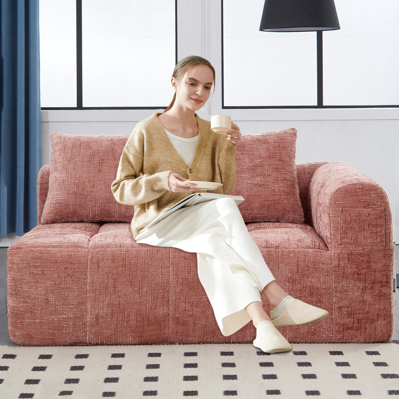 Chenille modulaire - Poupée en coton et conception ergonomique, canapé minimaliste en mousse à rebond rapide, Rose