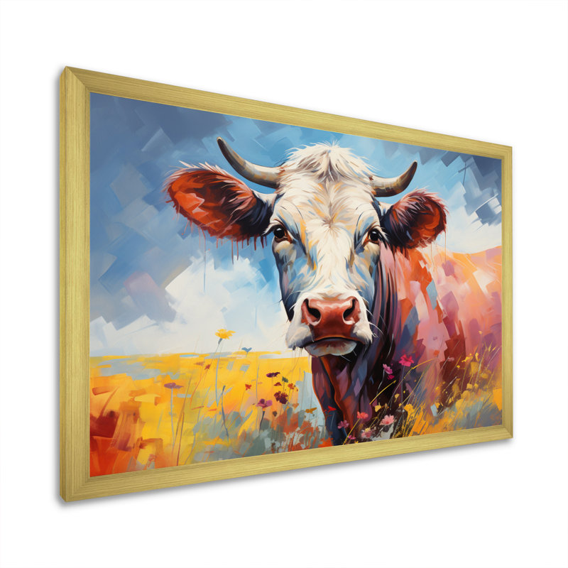 «Cow Countryside Palette II», reproduction sur toile, H 12 po x l 20 po x P 1 po, Encadrement doré