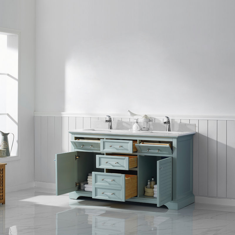 Ensemble de meuble-lavabo double 60 po Larry, Vert