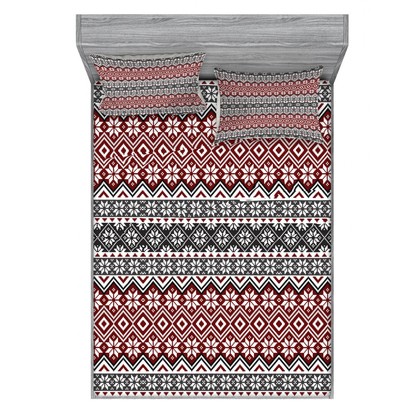 Nordic Microfiber Fitted Sheet, Full Fitted Sheet with 2 Pillowcases