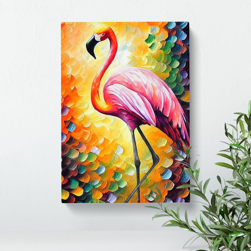Flamingo Portrait No.2 - Wrapped Canvas Painting, 50cm H x 35cm W