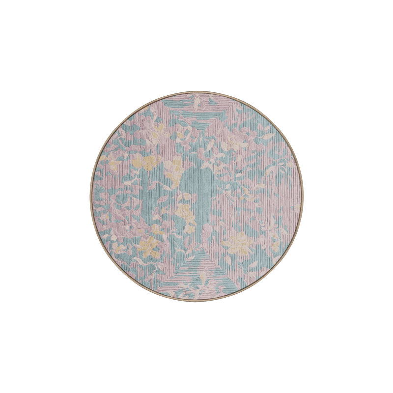 Tapis beige lavable à la machine, Rond 4 pi