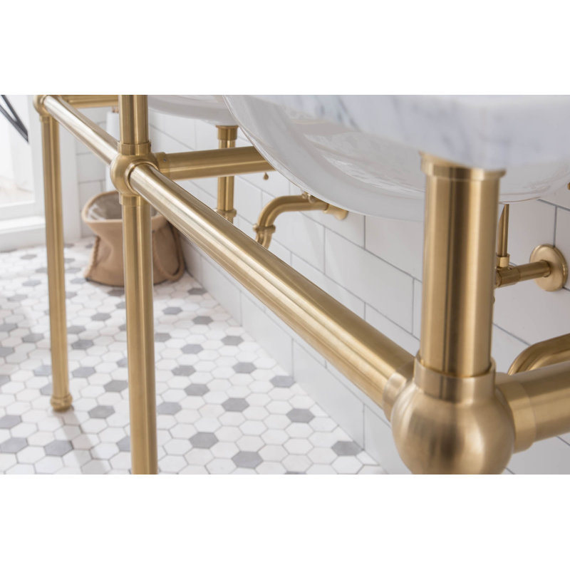Greyleigh Copeland 60" Stone Oval Bathroom Sink with Overflow, Satin Brass, Satin Brass