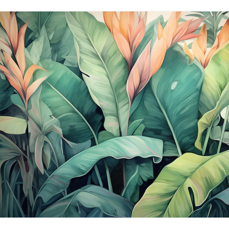 Tropical Leaf Peel & Stick Floral Border, 108" L x 120" W