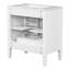 Meuble-lavabo autoportant de 60 po avec lavabo double, structure en bois massif, panneau, trop-plein en céramique, style rétro, tablettes réglables, planches, design rétro, tablettes