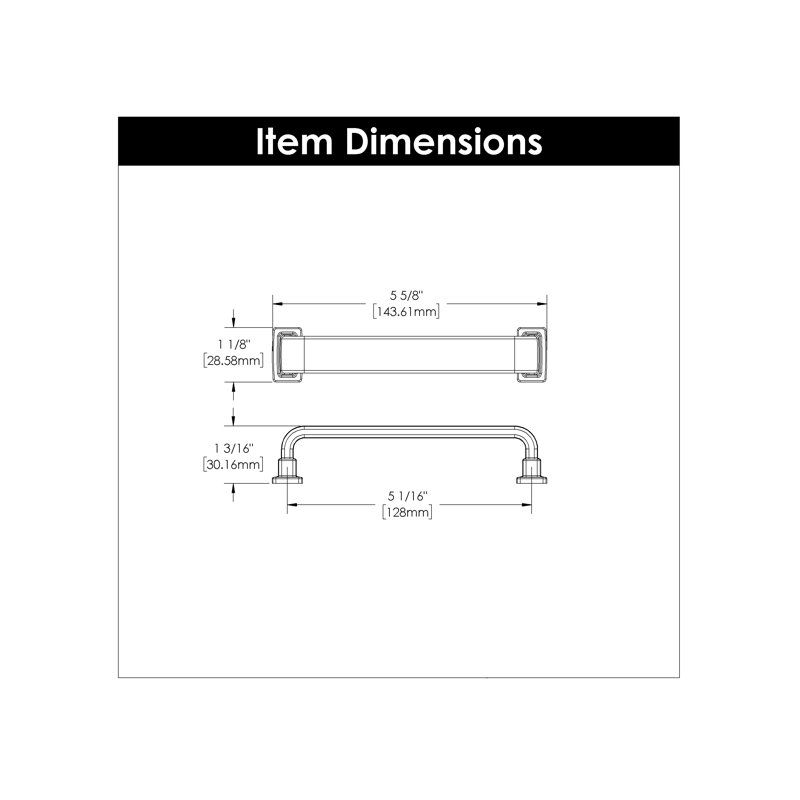 Brighton Collection Handle Pull - Cabinet Pull - Farmhouse Hardware for Drawers & Cabinets, 5-1/16", Brushed Golden Brass