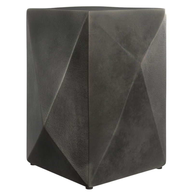 18" Graphite Aluminum Square Block End Table