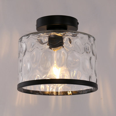 Plafonnier encastré 1 lumière en verre martelé