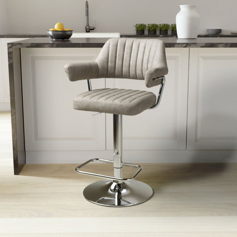 Comesana Swivel Upholstered Adjustable Height Counter Stool, Mink
