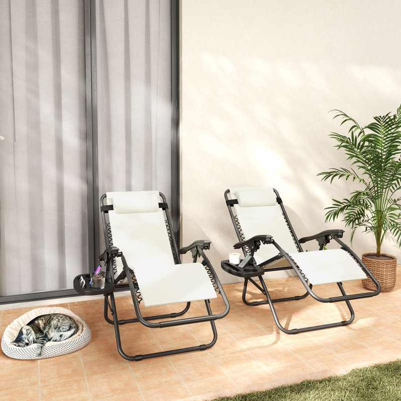 Ensemble de chaises longues inclinables 2 pièces Zero Gravity, Blanc