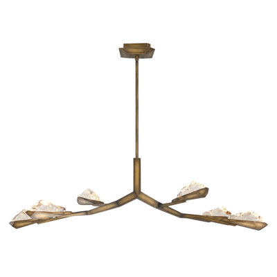  Geneva 6-light 54"w Led Chandelier In Rusted Gold/clear Crystal