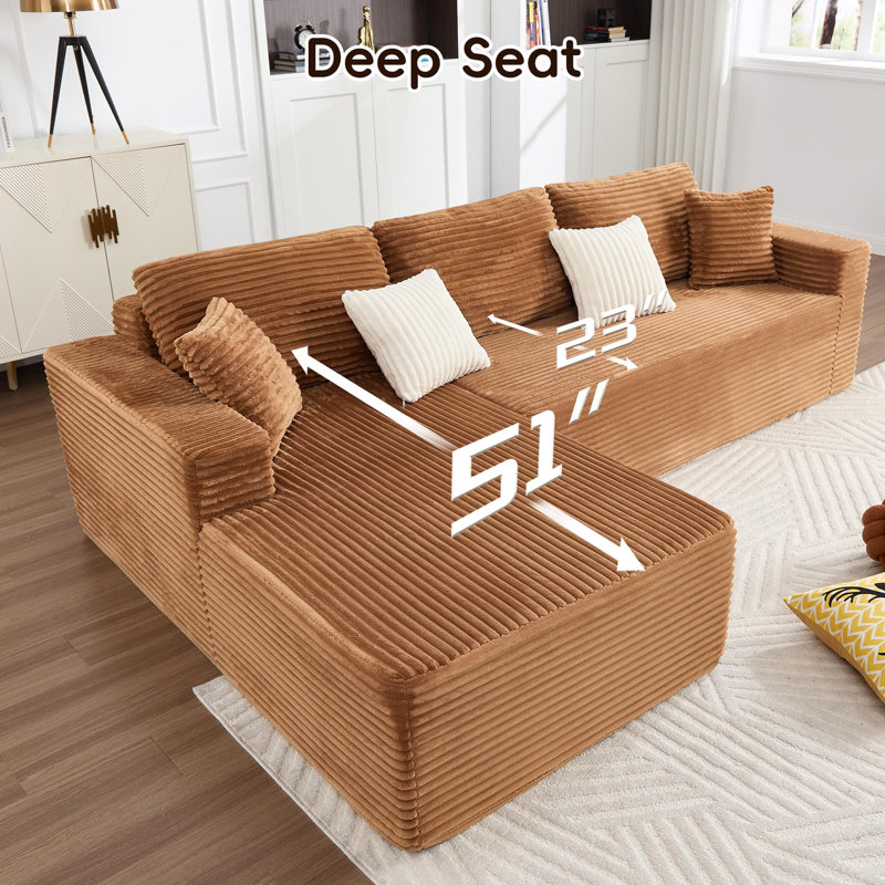 Canapé-lit modulaire Boneless Corduroy, Brown