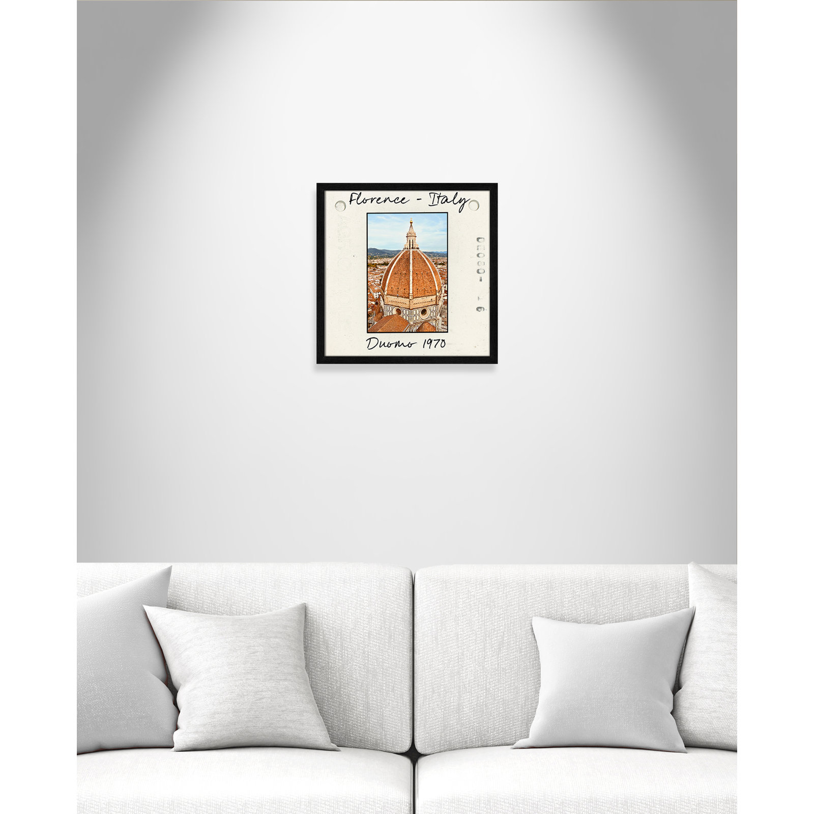 Travel Slide Collection "Florence, Italy - Duomo" Print, Black Single Picture Framed Paper, 17" H x 17" W x 0.75" D