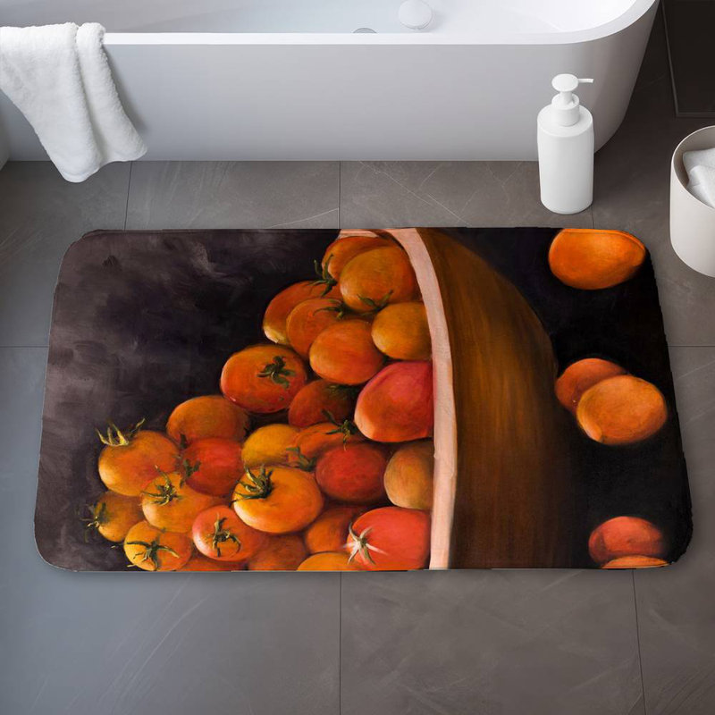 Bowl of cherry tomatoes Bath Mat with Non-Slip Backing - Quick Dry Memory Foam Bathroom Rug - Absorbent - Modern Plush Spa-Style - Machine Washable