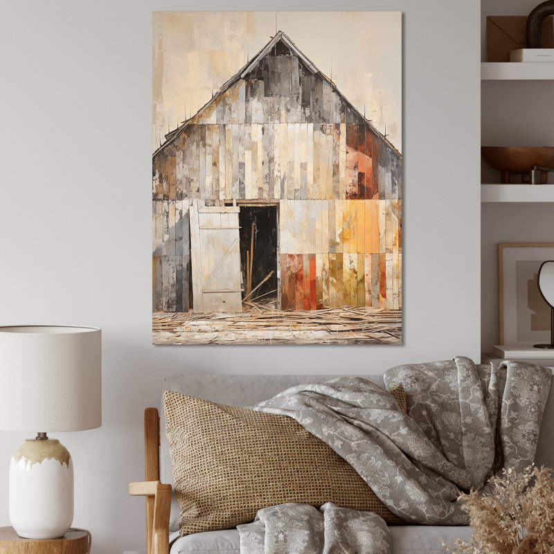 Minimalisme, ton de grange atténué III - grange, impressions sur toile_106686, H 44 po x l 34 po x P 1,5 po, Toile tendue