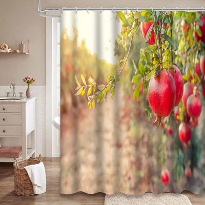 Fruits Tree Branches Garden Harvest Sunset Shower Curtain with 12 Hooks