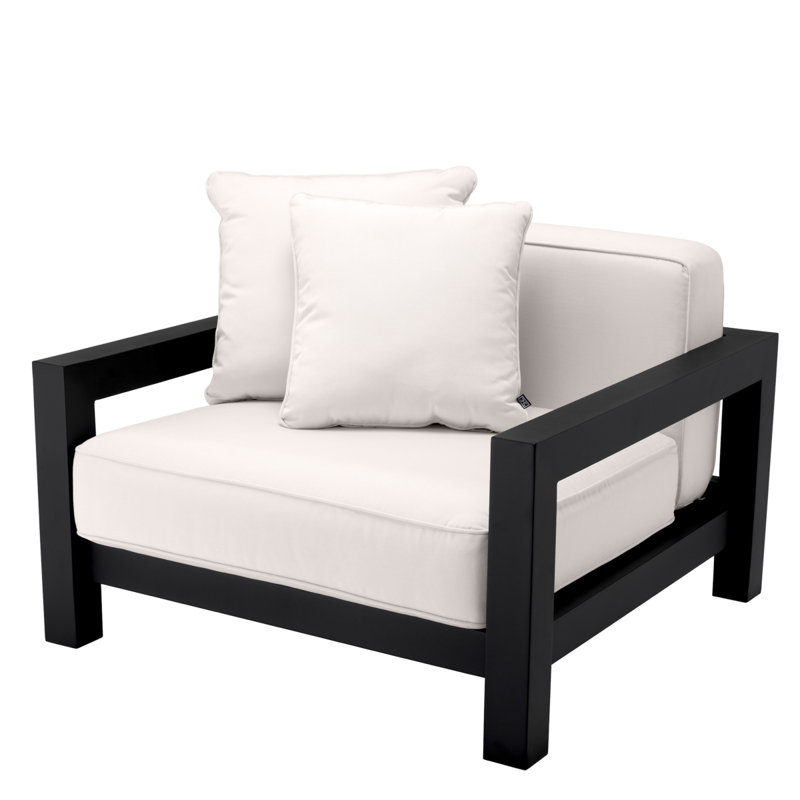 Chaise de patio avec coussins Sunbrella Cap-Antibes, Noir