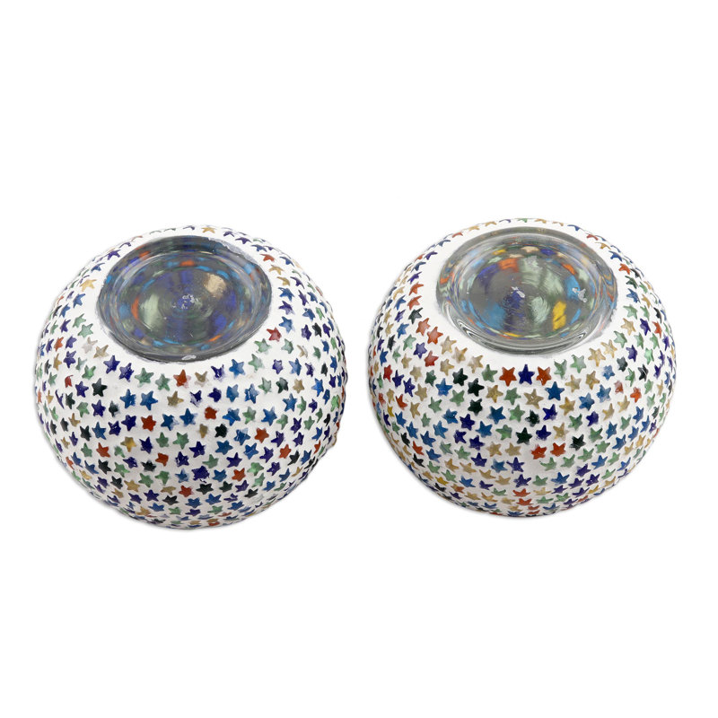 Ensemble de 2 porte-bougies chauffe-plat en verre