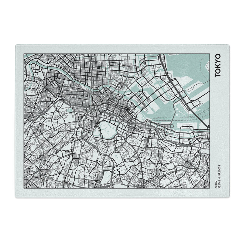 Map Tokyo Japan Chopping Board, 28.5cm W x 39cm L