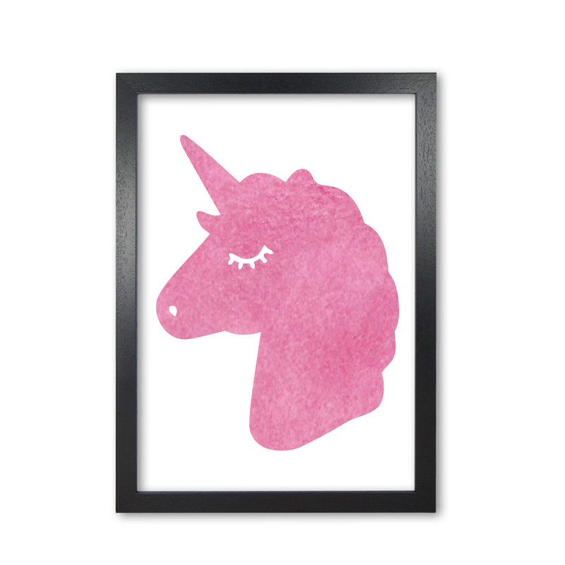 Unicorn Silhouette - Painting, Black Grain Frame, 42 cm H x 30 cm W x 5 cm D