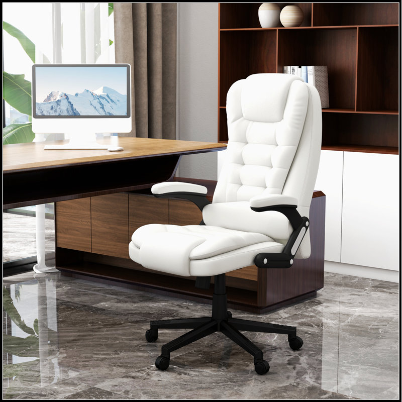 Fauteuil de bureau ergonomique en similicuir pivotant avec hauteur réglable et fonction de massage