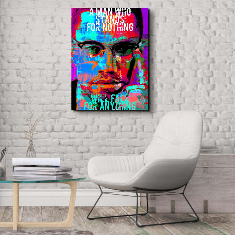 Fitchburg Malcolm X sur toile par Steven Chambers, H 24 po x l 20 po x P 1,5 po