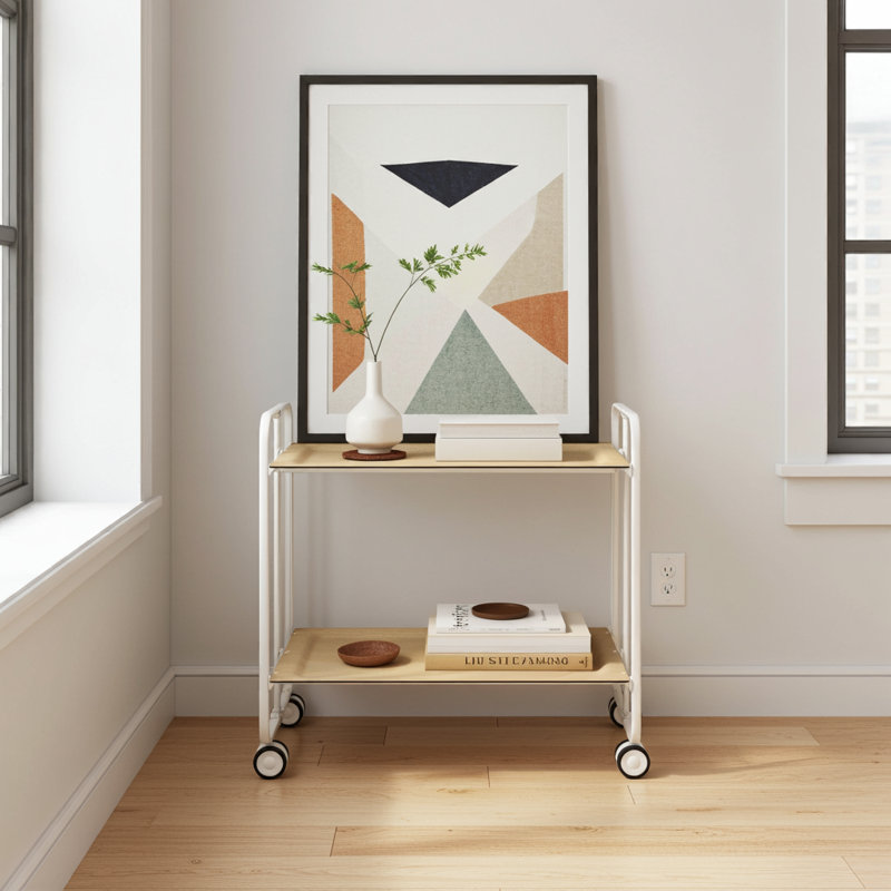 Yates Serving Cart, Oak, White