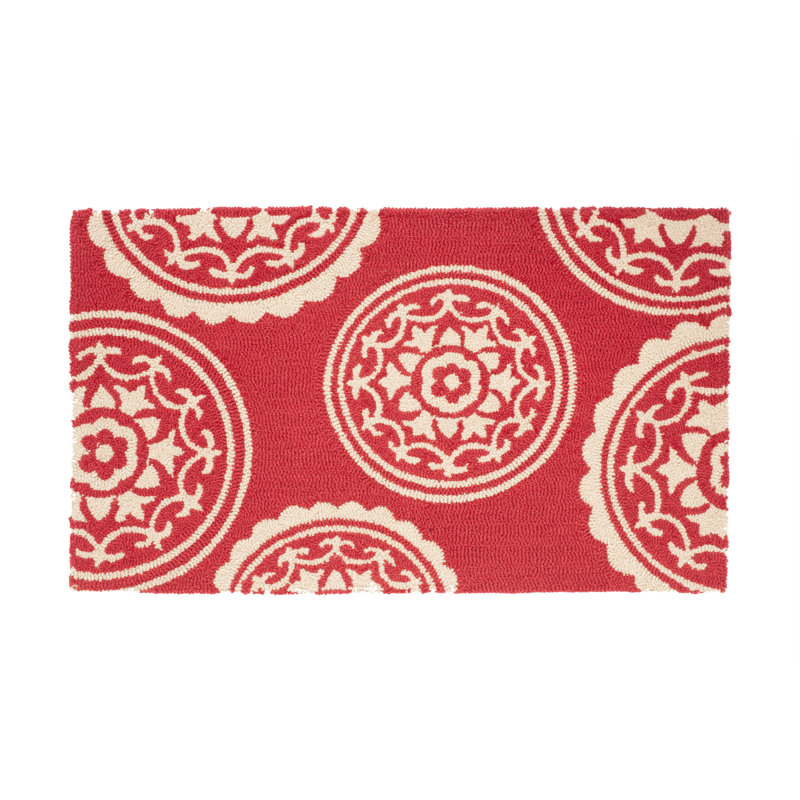 Tapis d'intérieur antidérapant Anne, Rectangle 1 pi 8 pi x 3 pi, Rouge