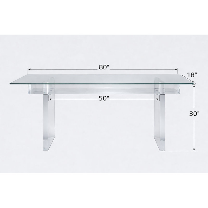 80'' W Glass Console Table