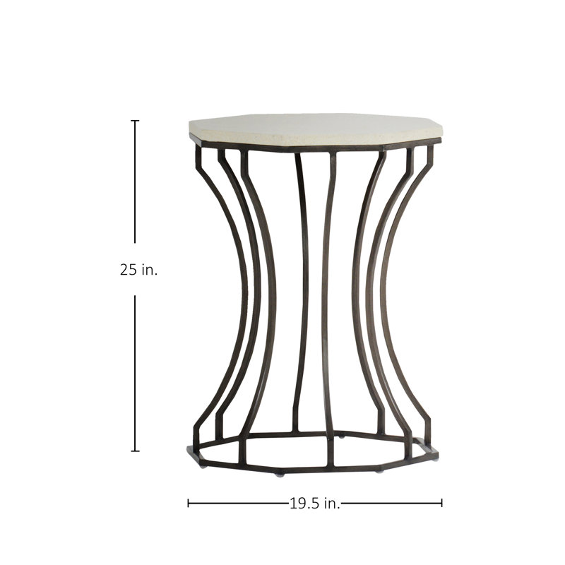 Audrey Side Table, Charcoal/Travertine Superstone
