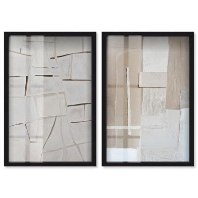 Impression dans un cadre-vitrine au style minimaliste moderne et aux tons neutres par Art Remedy