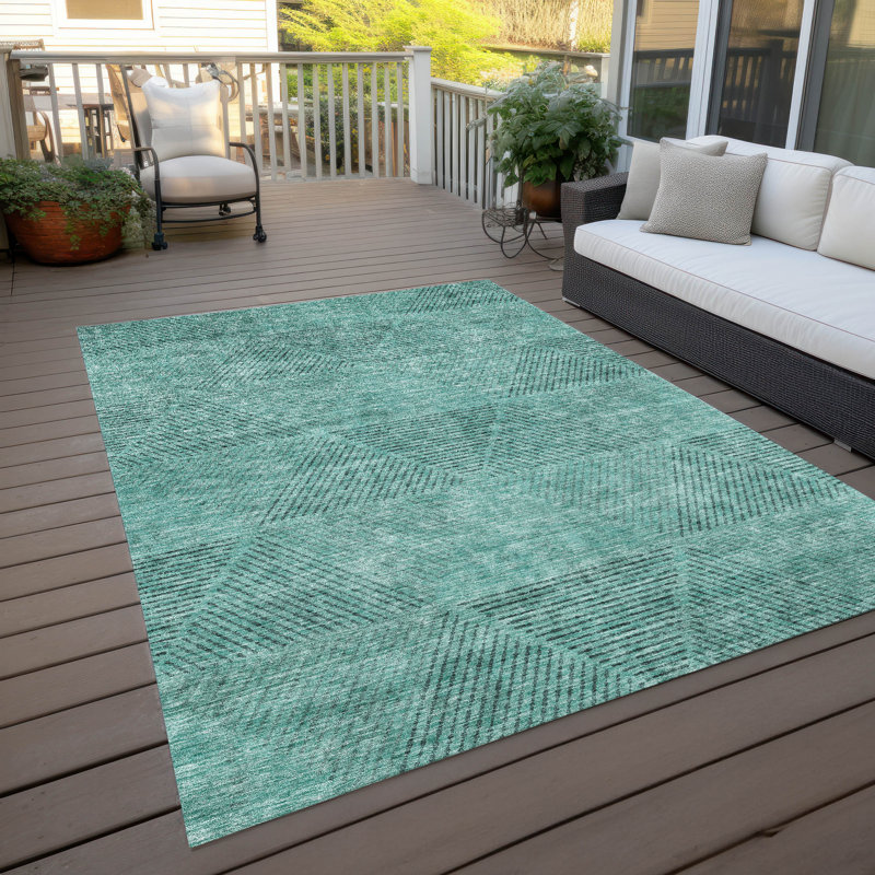 Tapis intérieur / extérieur en polyester tissé à la machine Lummus, Rectangle 5 pi x 7 pi 6 po