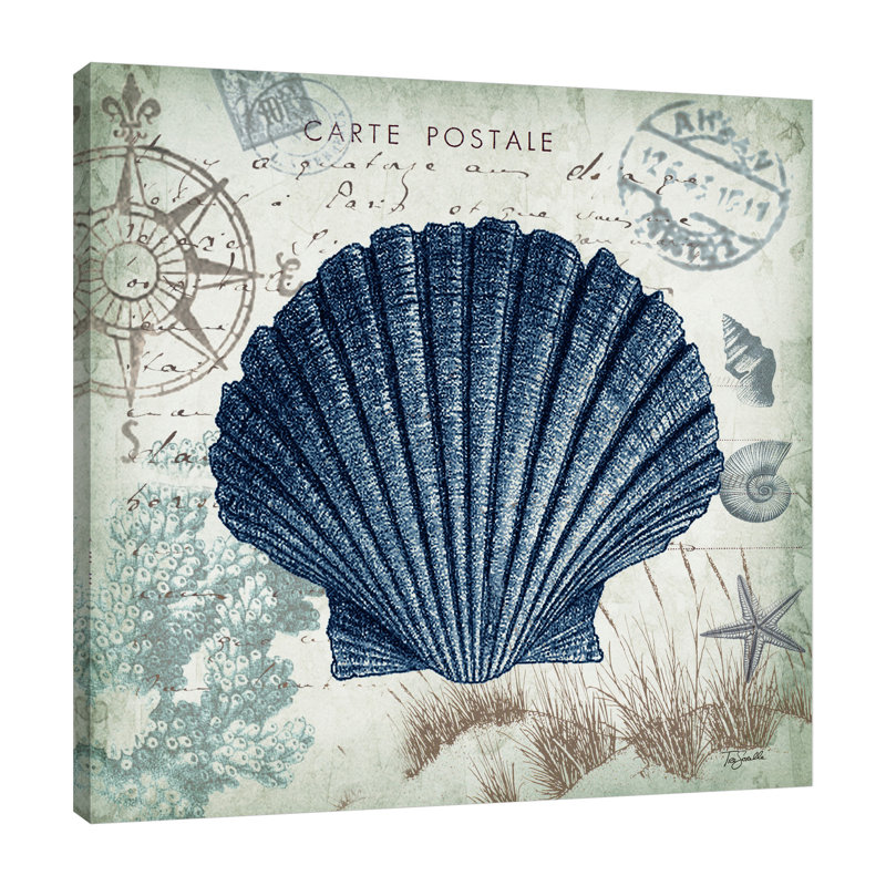 « seaside postal : coquille feston », reproduction d’impression sur toile tendue, H 30 po x l 30 po