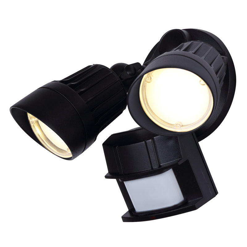2 - Head LED Hardwired Dusk to Dawn Outdoor Security Spotlight with Motion Sensor