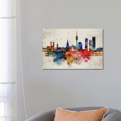 Munich Abstract Skyline 1 Piece Wrapped Canvas Wall Art