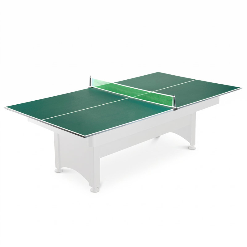 Hathaway 9 ft Quick Set 12mm Table Tennis Conversion Top - Regulation Sized, Foldable Two-Piece Design, Durable Engineered Surface - Includes Net and Posts, Green