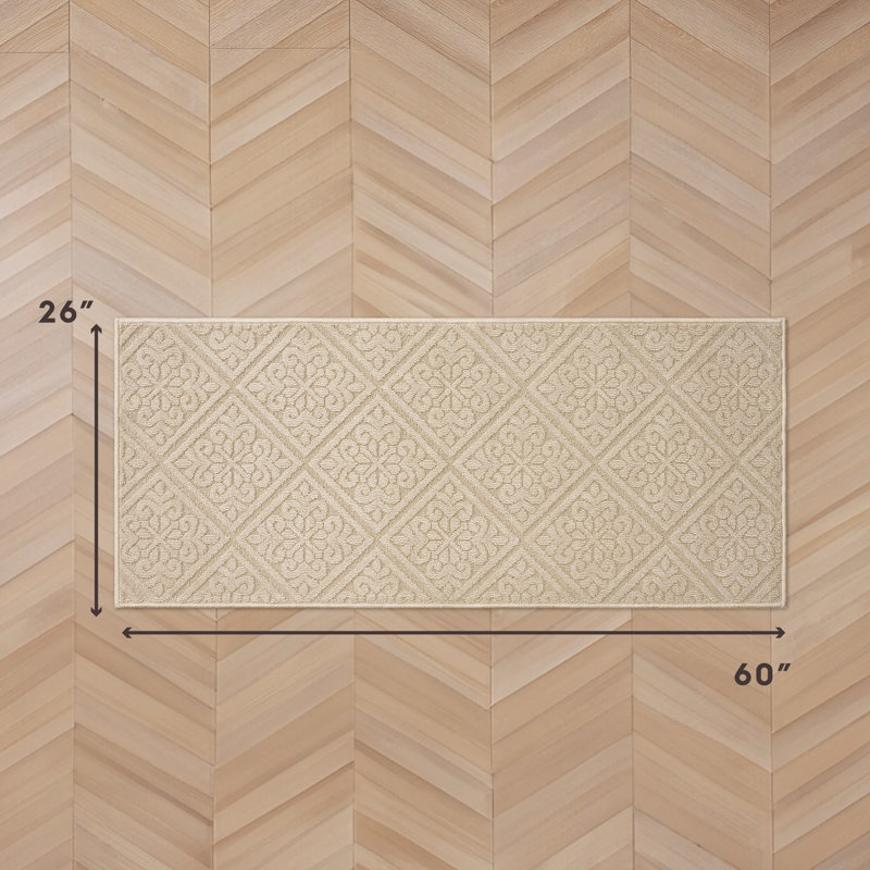 Austell Machine Woven Synthetic Area Rug in Beige, Runner 2'2" x 5', Brown