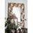 Wood Beige Wall Mirror with Diamond Pattern