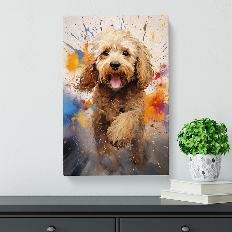 Cockapoo Action Painting - No Frame Print, 50cm H x 35cm W x 3cm D