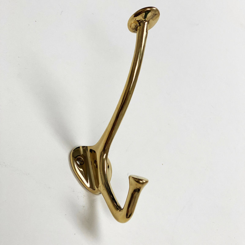 Polished Unlacquered Brass Wall Robe Coat Hook