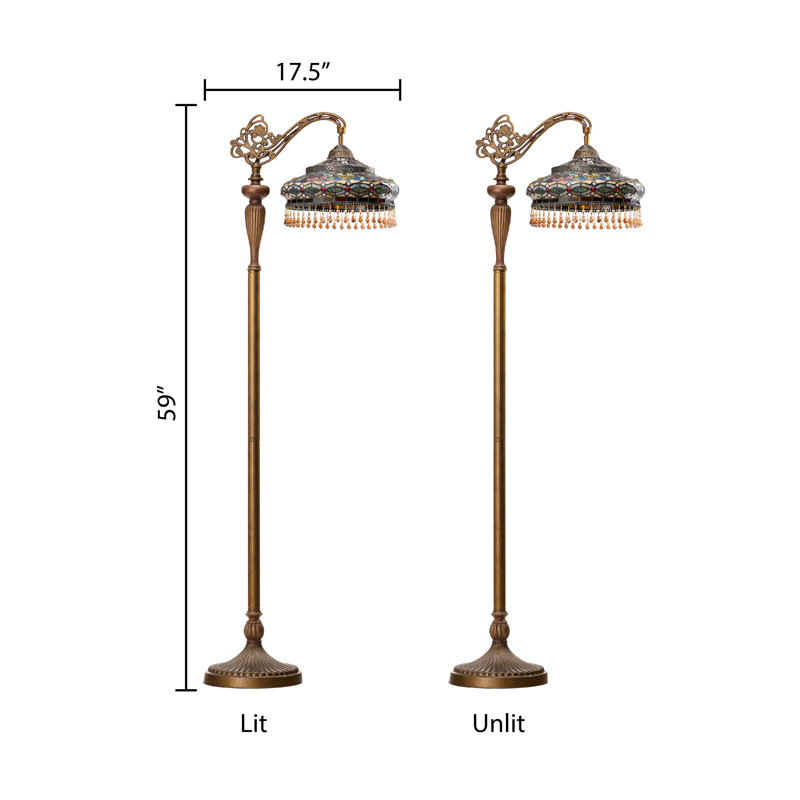 59"H Parisian Tiffany Stained Glass Umbrella Shade Floor Lamp