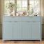 Buffet moderne de 55,1 po avec 2 tiroirs et 4 portes, tablettes ajustables, poignées en aluminium, panneau de fibres à densité moyenne peint, rangement scandinave pour la salle à manger et le salon-902716232