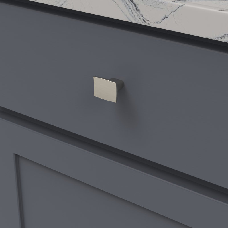 Channel Collection Knob - 1-1/4" x 1 " Cabinet Knob - Contemporary Hardware for Drawers & Cabinets, Satin Nickel